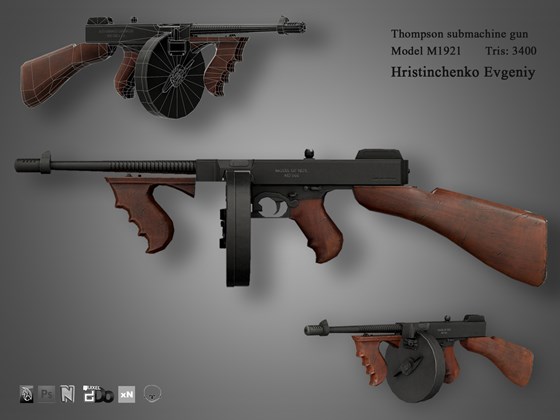 low_poly: Thompson_M1921